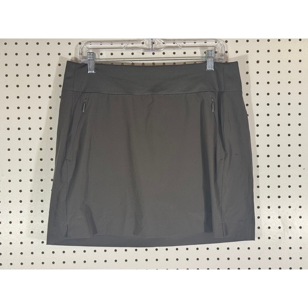 Athleta Soho Skort Womens 12 Gray Active Hiking Skirt Zip Pockets 211382
